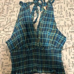 Blue Plaid Women's Top